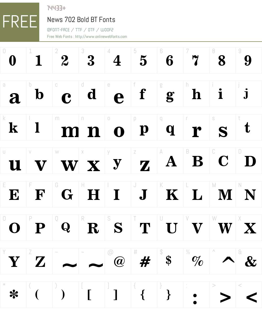News702 BT Font Screenshots