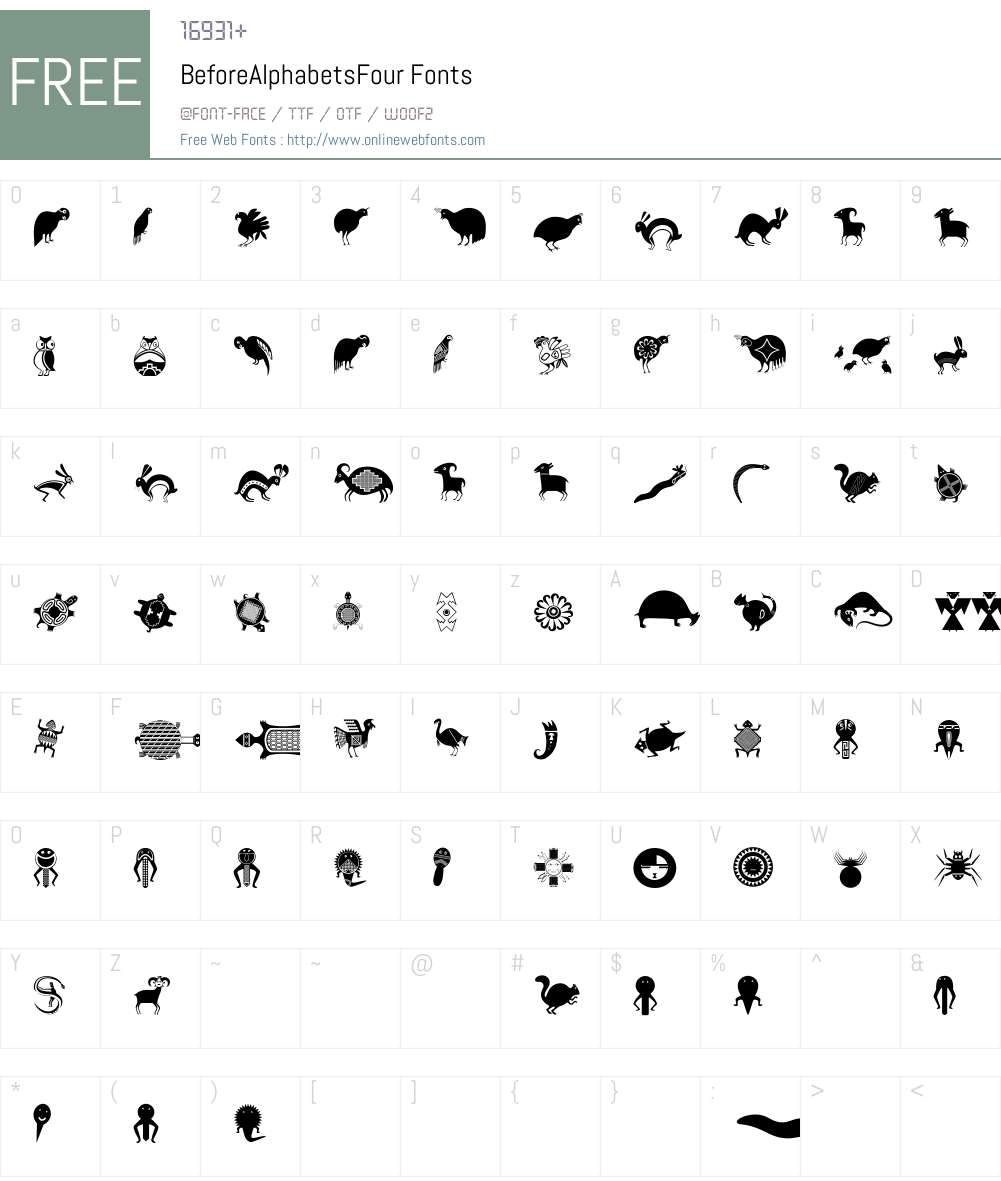 BeforeAlphabetsFour Font Screenshots