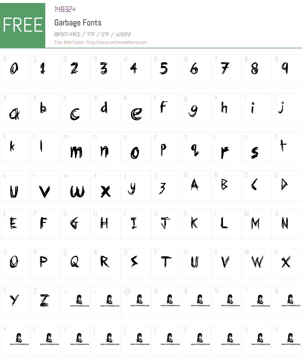 Garbage Font Screenshots