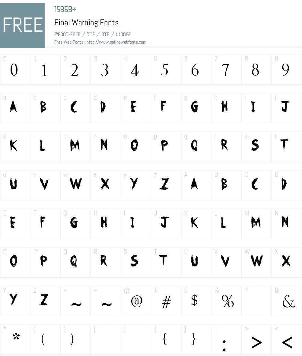 Final Warning Font Screenshots