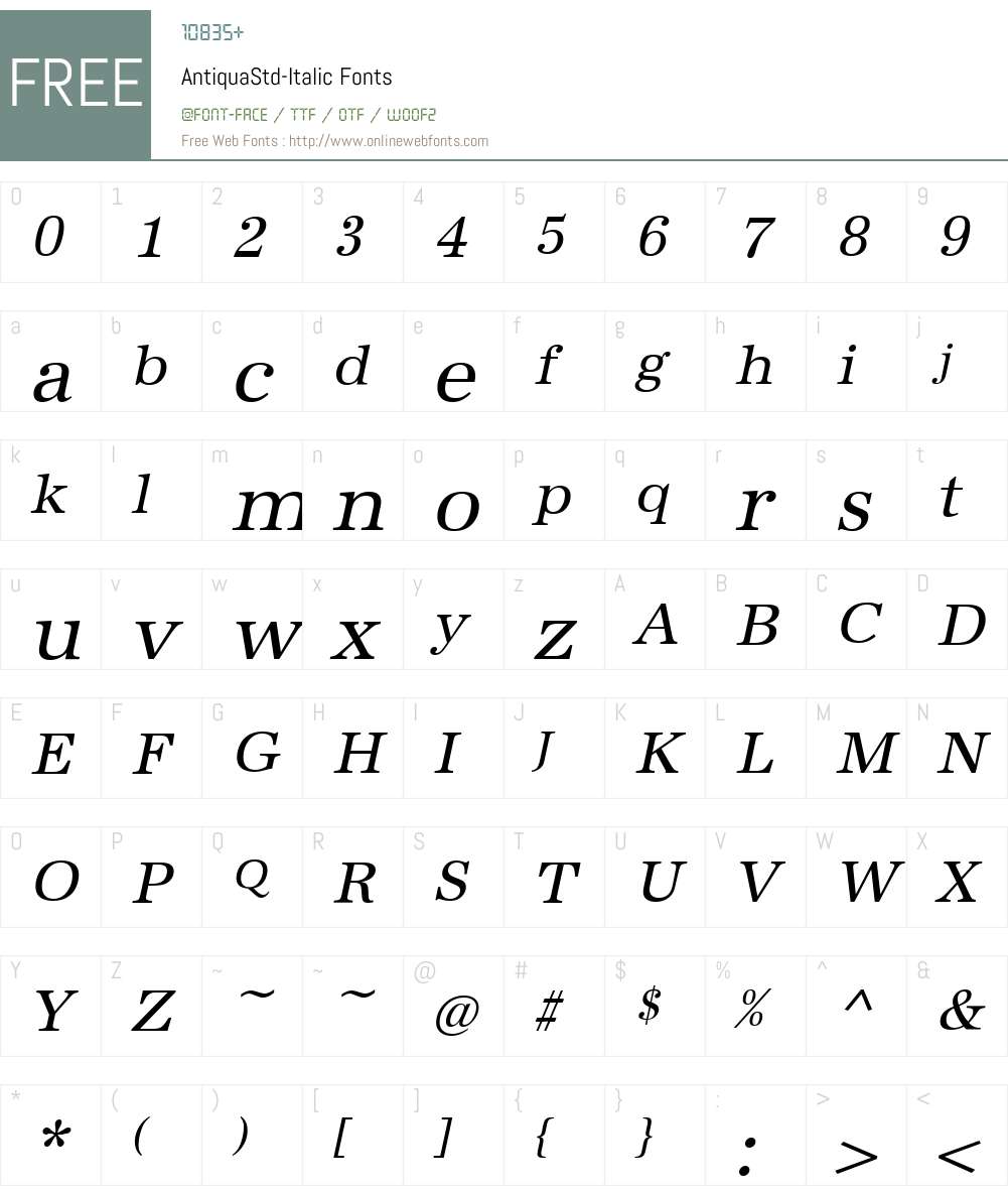 AntiquaStd Font Screenshots
