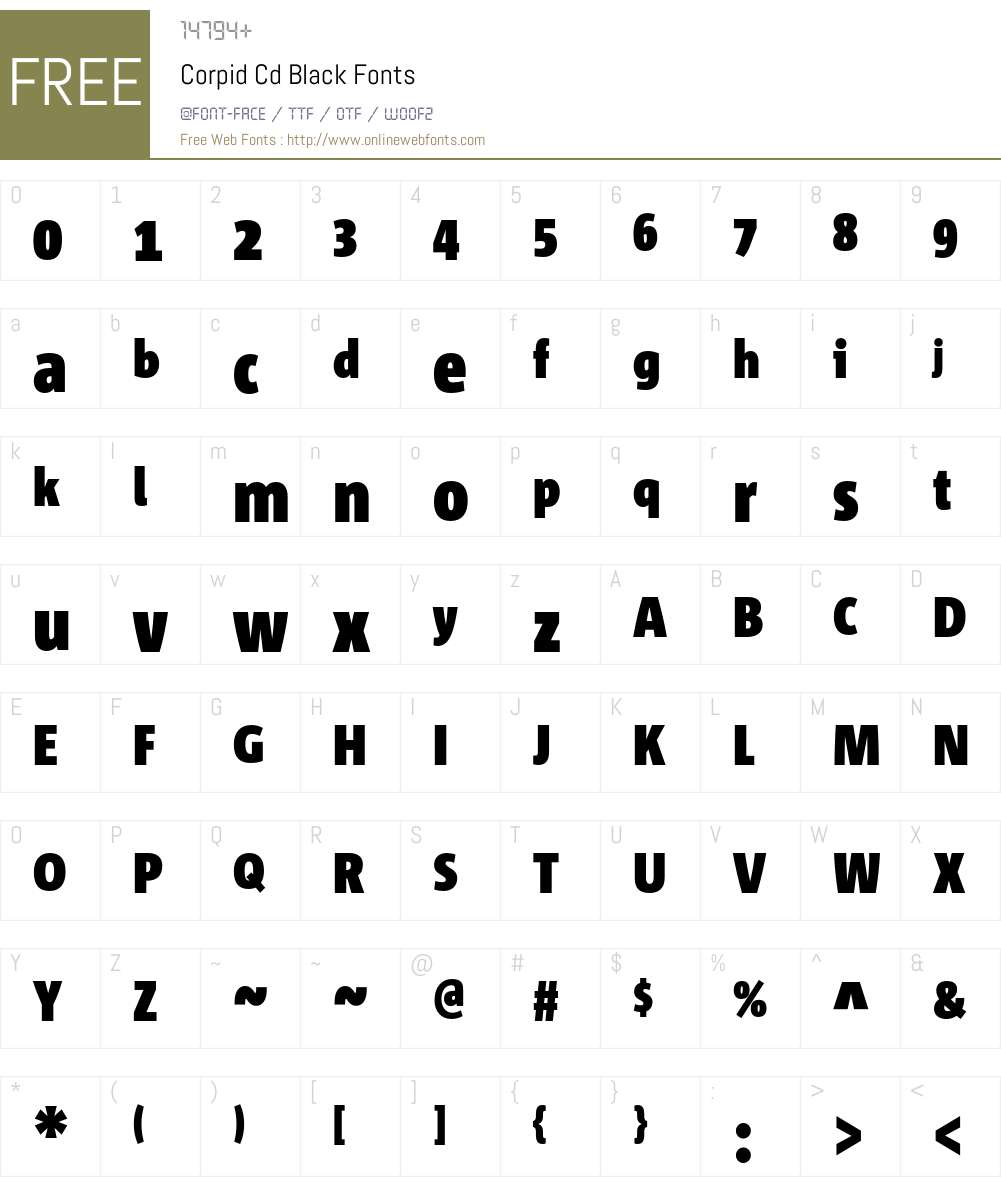 Corpid Cd Font Screenshots