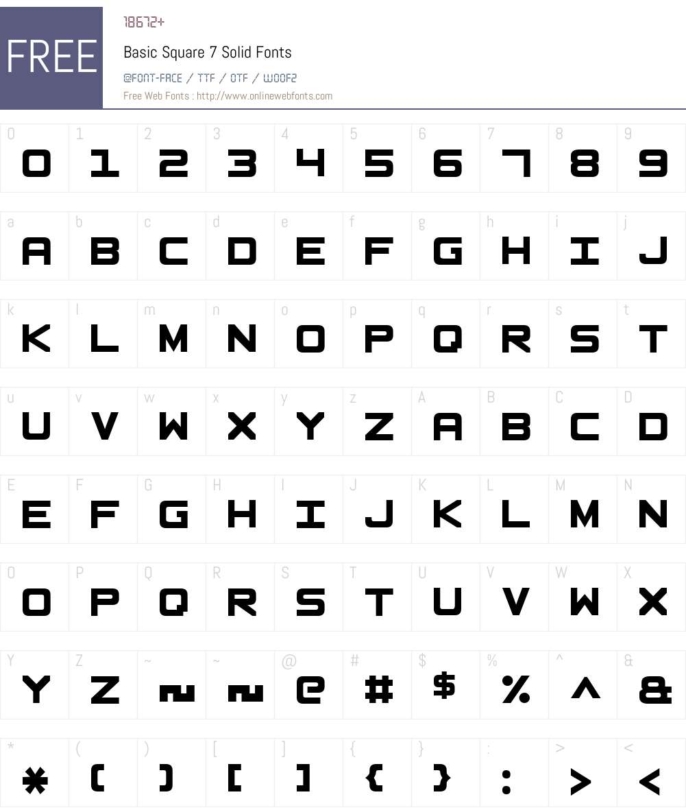 Basic Square 7 Solid Font Screenshots