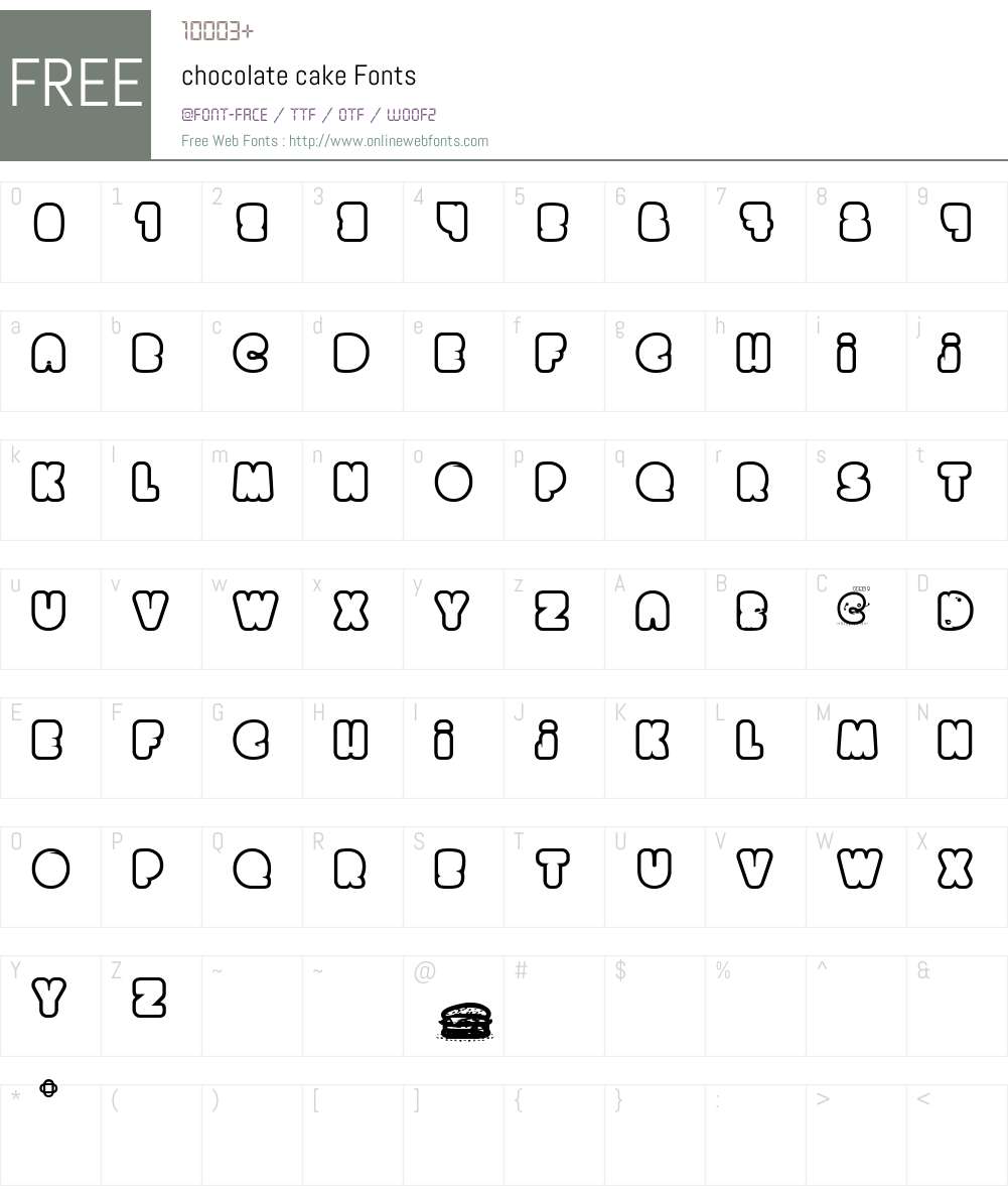 chocolate cake Font Screenshots