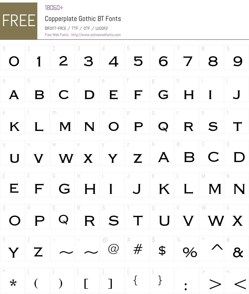 CopprplGoth BT Font Screenshots