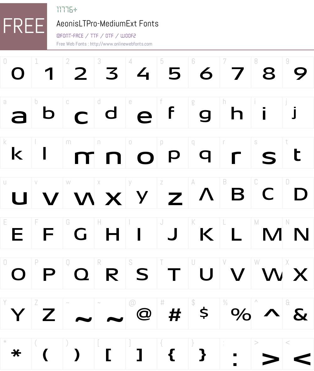 Aeonis LT Pro Medium Ext Font Screenshots