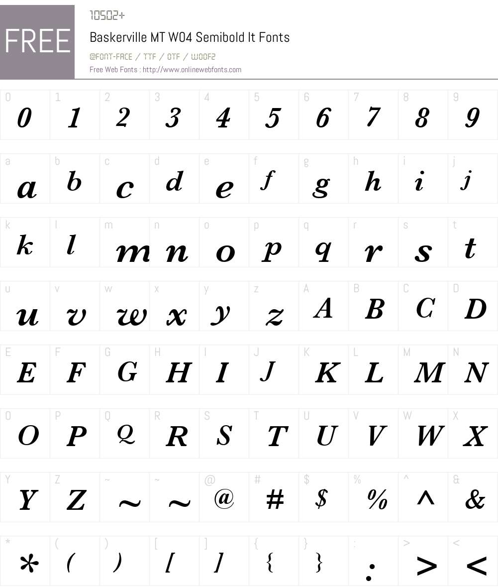 Monotype Baskerville Font Screenshots