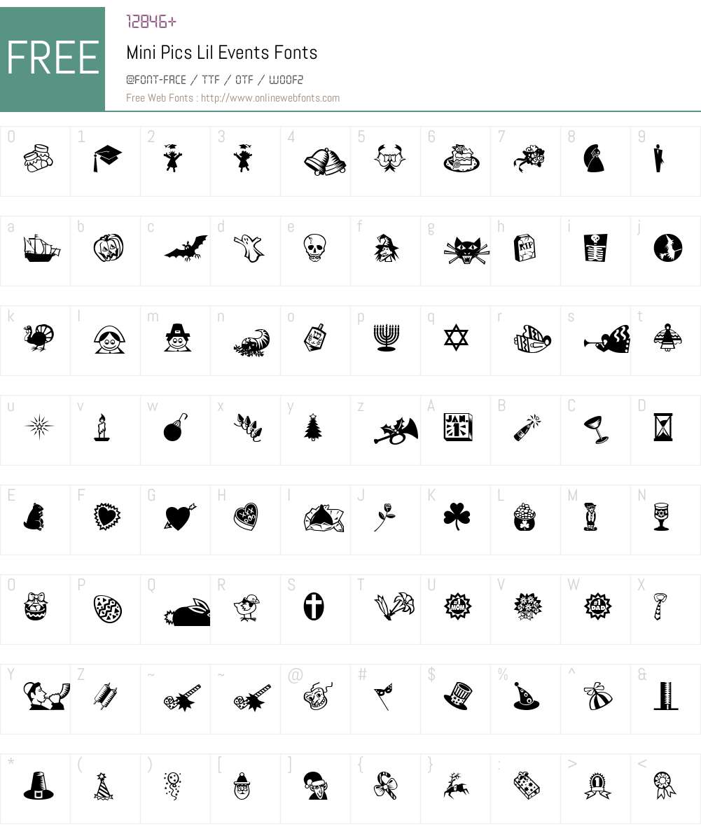 Mini Pics Lil Events Font Screenshots