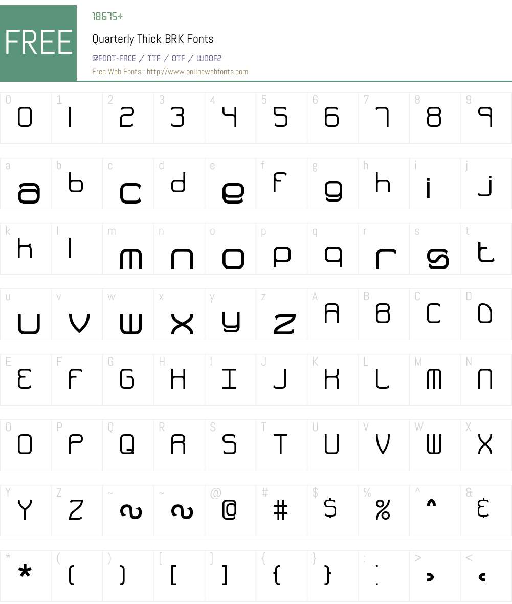 Quarterly Thick BRK Font Screenshots