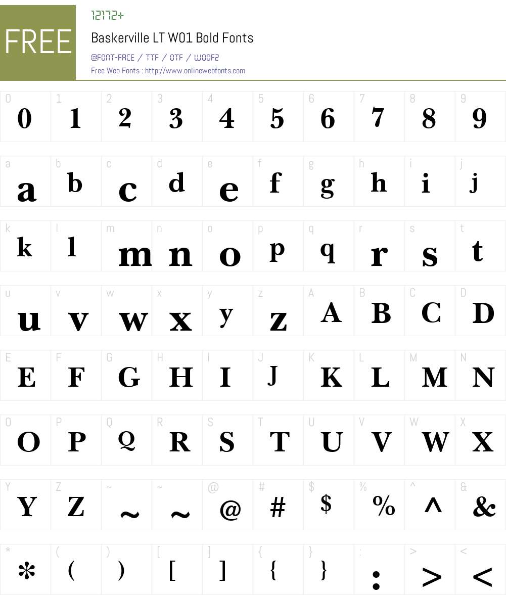 BaskervilleLTW01-Bold Font Screenshots