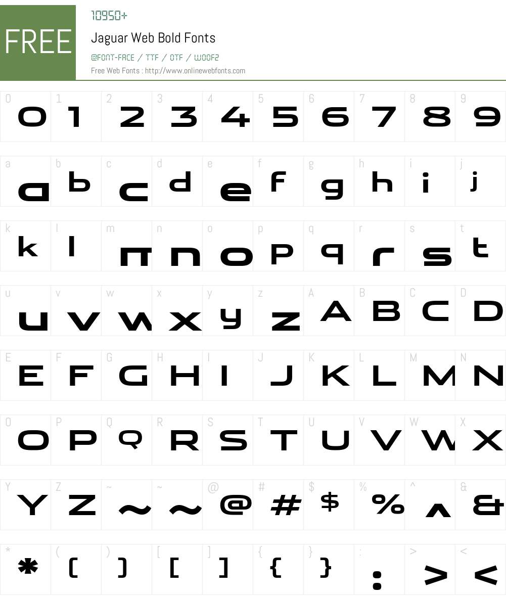 Jaguar Web Font Screenshots