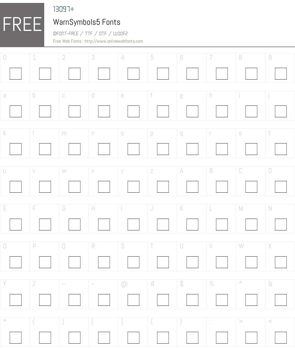 WarnSymbols5 Font Screenshots