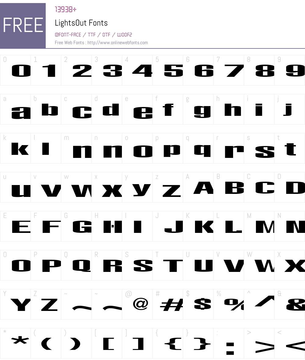 LightsOut Font Screenshots