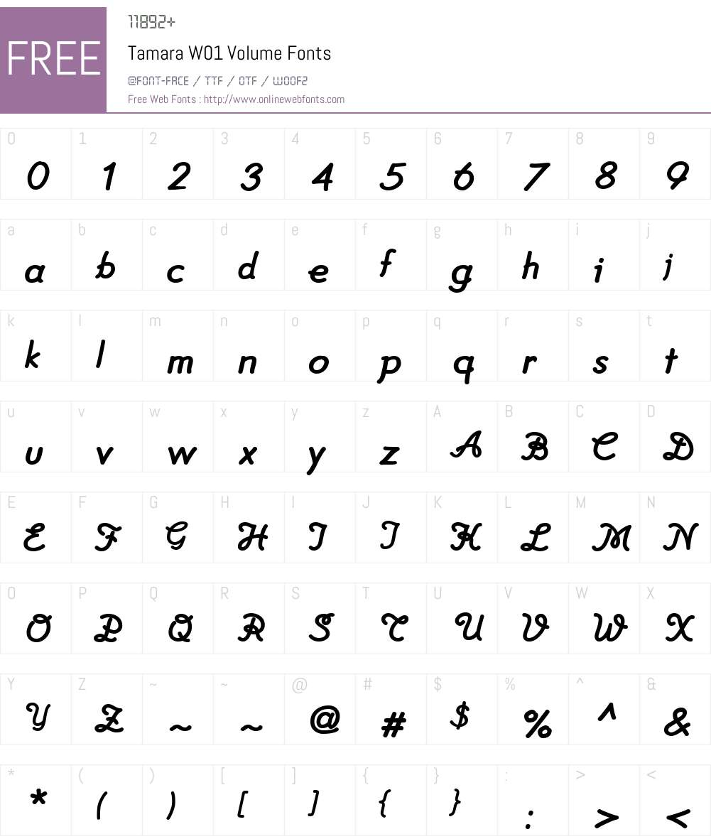 TamaraW01-Volume Font Screenshots