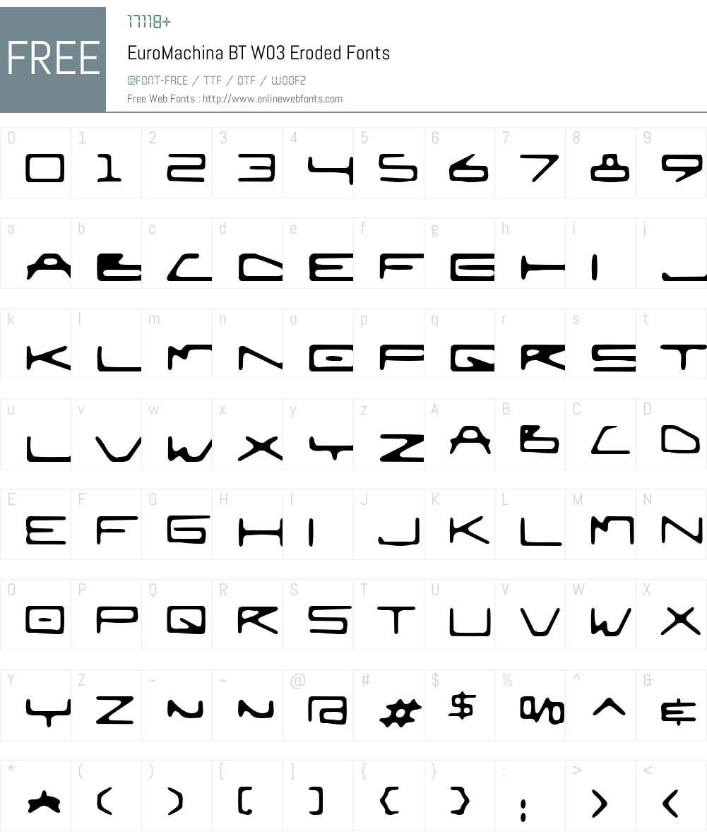 EuroMachina BT Font Screenshots