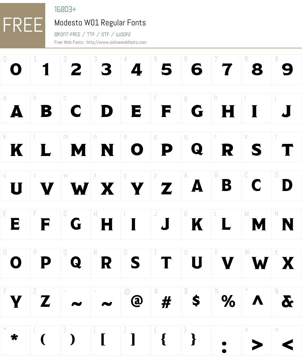 ModestoW01-Regular Font Screenshots