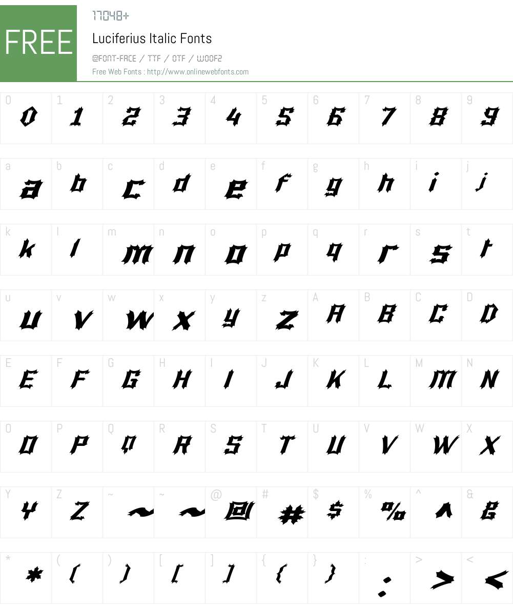 Luciferius Font Screenshots