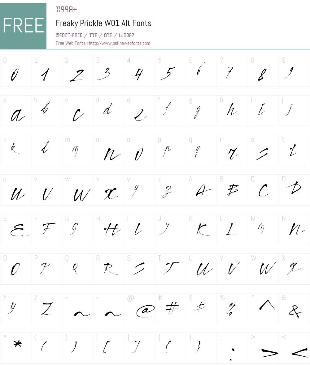 FreakyPrickleW01-Alt Font Screenshots
