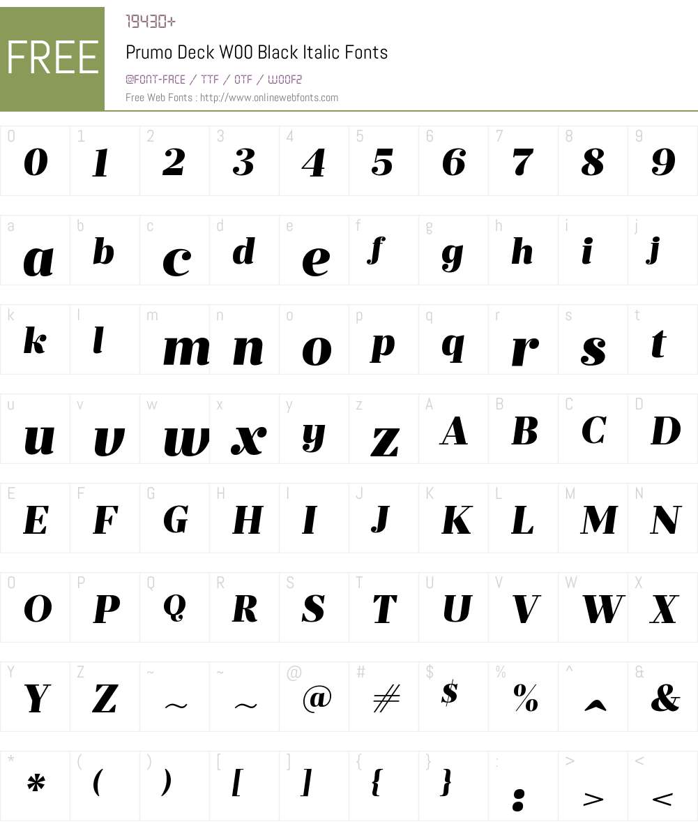 PrumoDeckW00-BlackItalic Font Screenshots