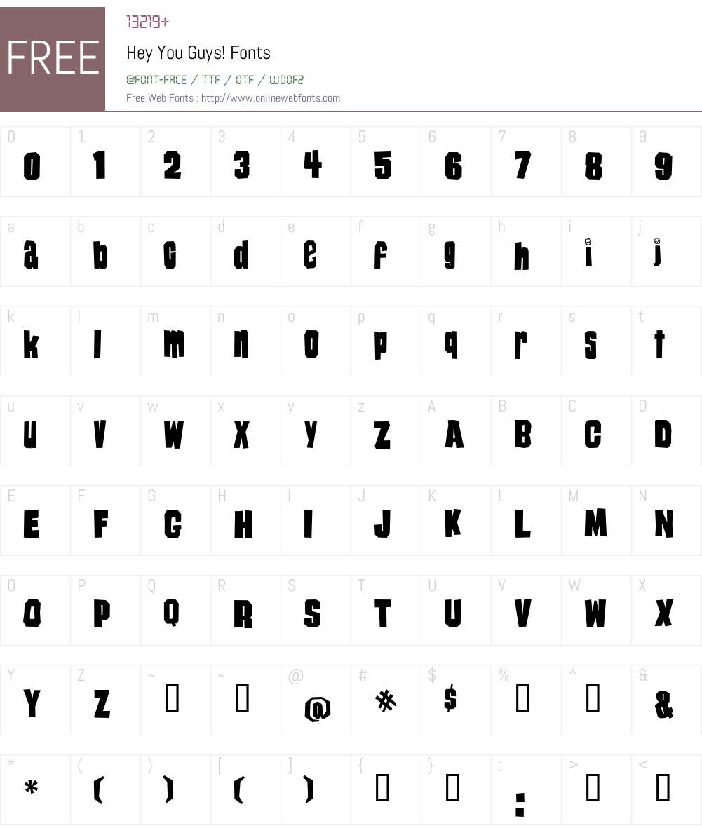 Hey You Guys! Font Screenshots