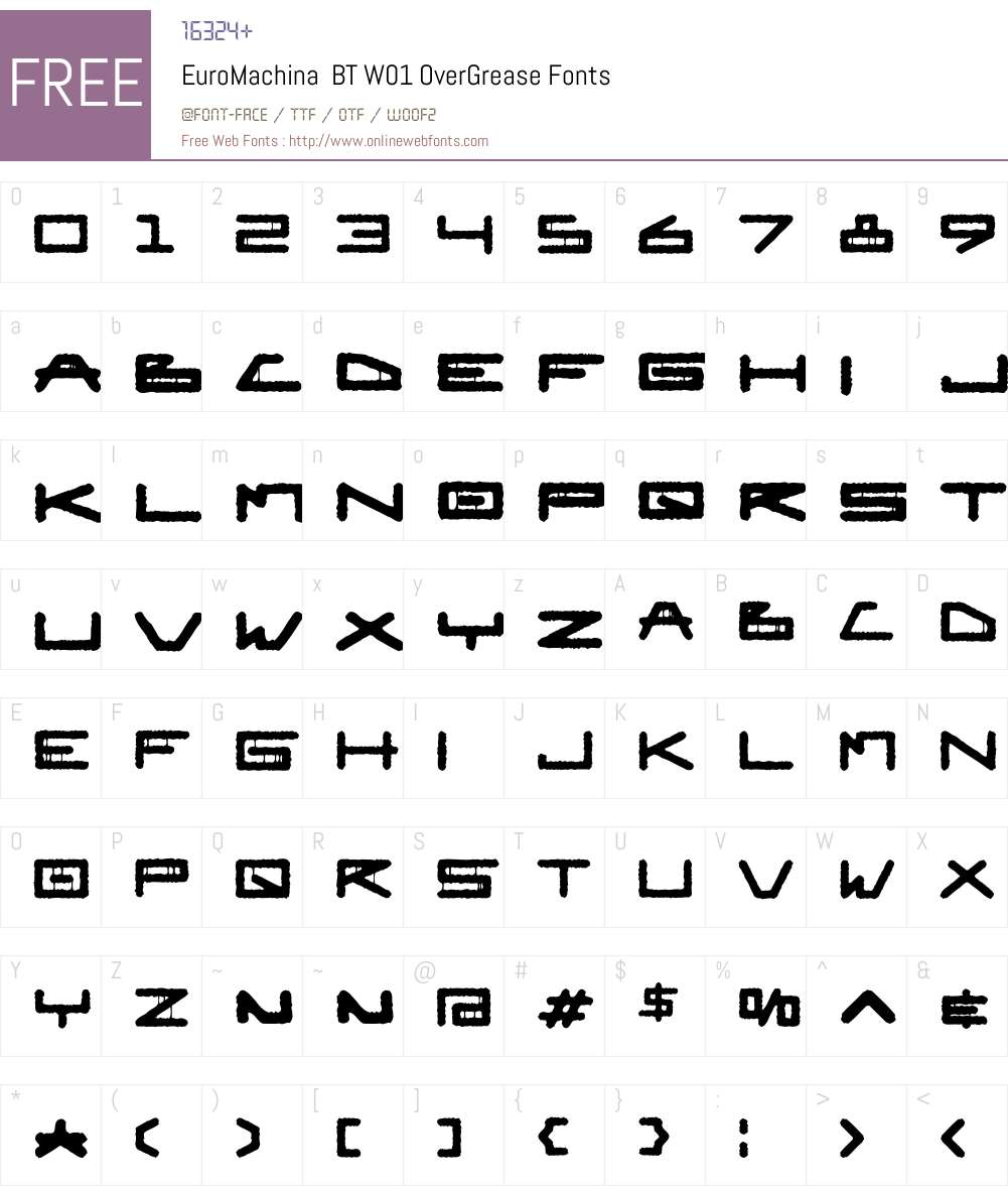 EuroMachinaBTW01-OverGrease Font Screenshots