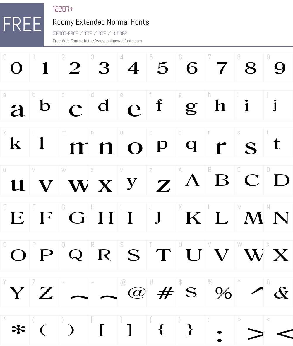 Roomy Extended Font Screenshots
