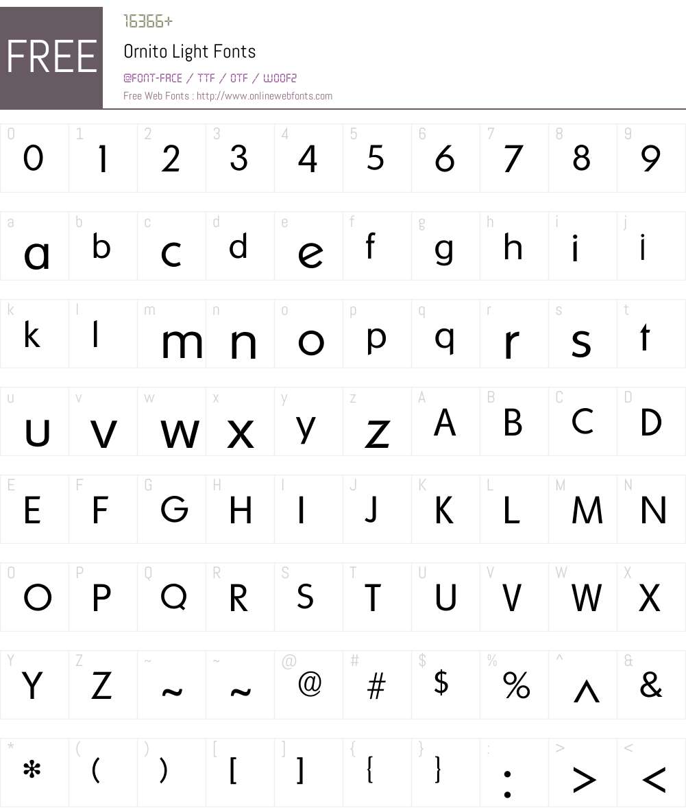 Ornito Font Screenshots