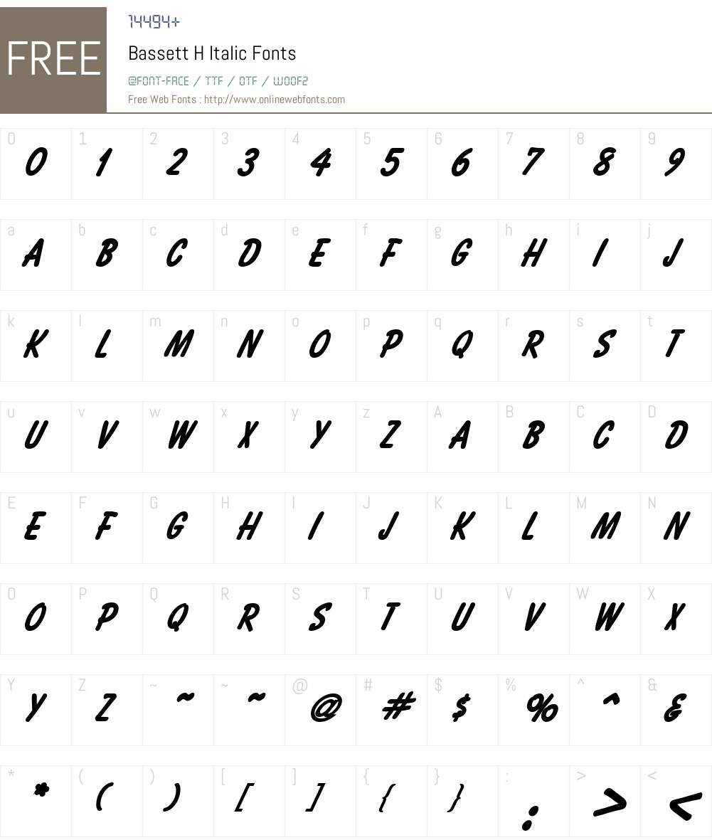 Bassett H Font Screenshots