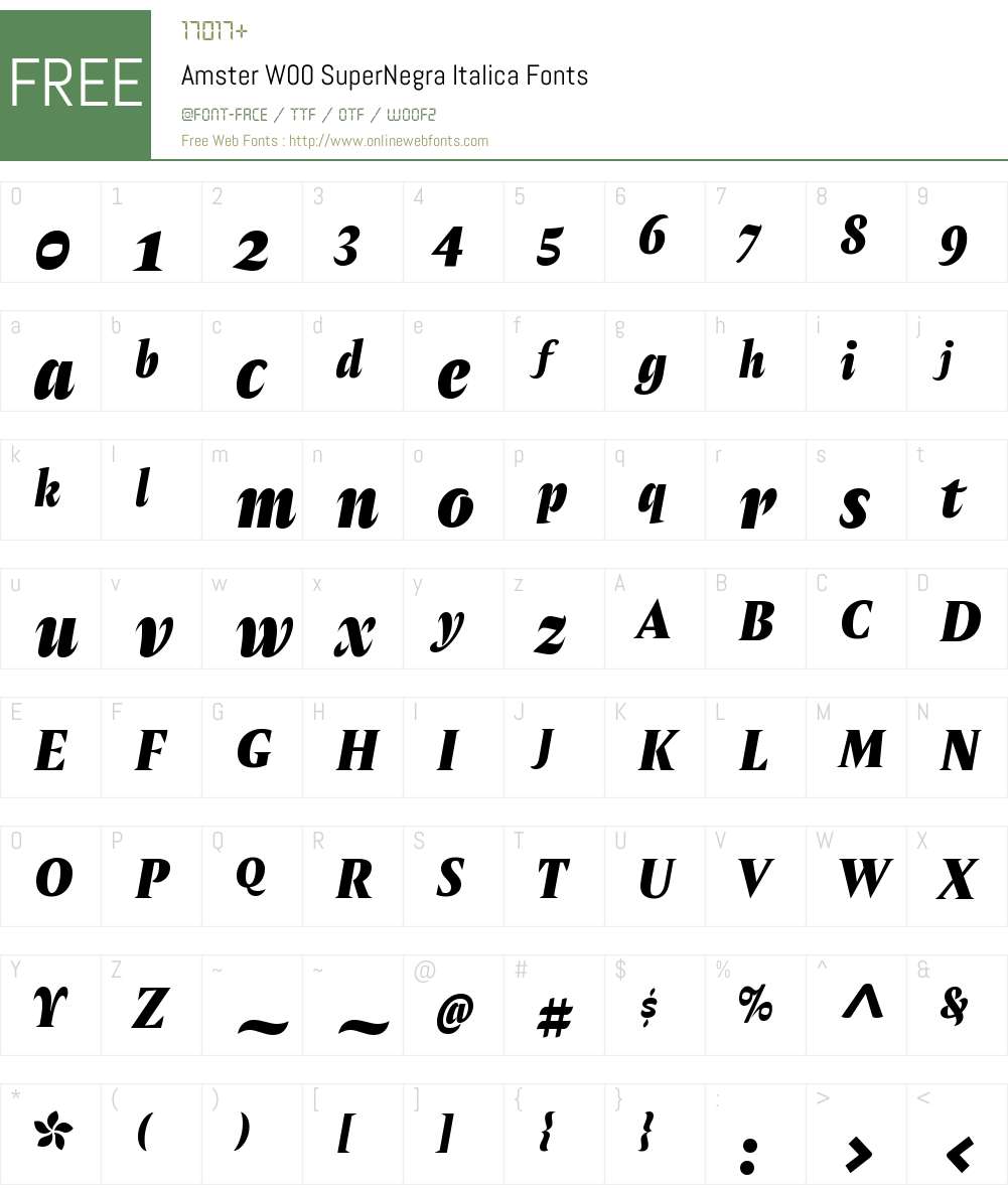 AmsterW00-SuperNegraItalica Font Screenshots