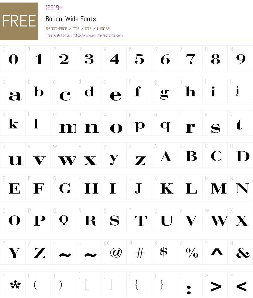 Bodoni Wide Font Screenshots