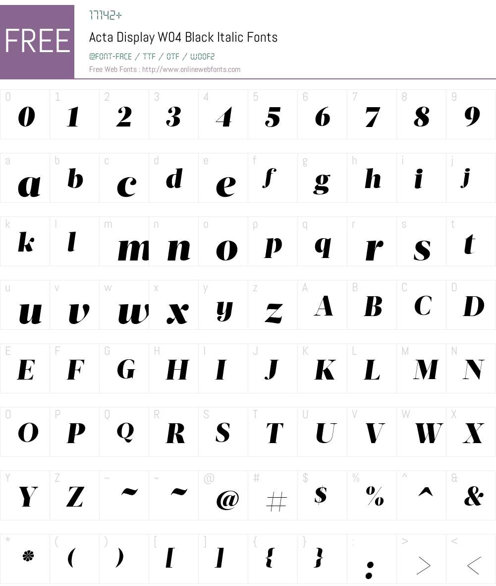 Acta Display Font Screenshots