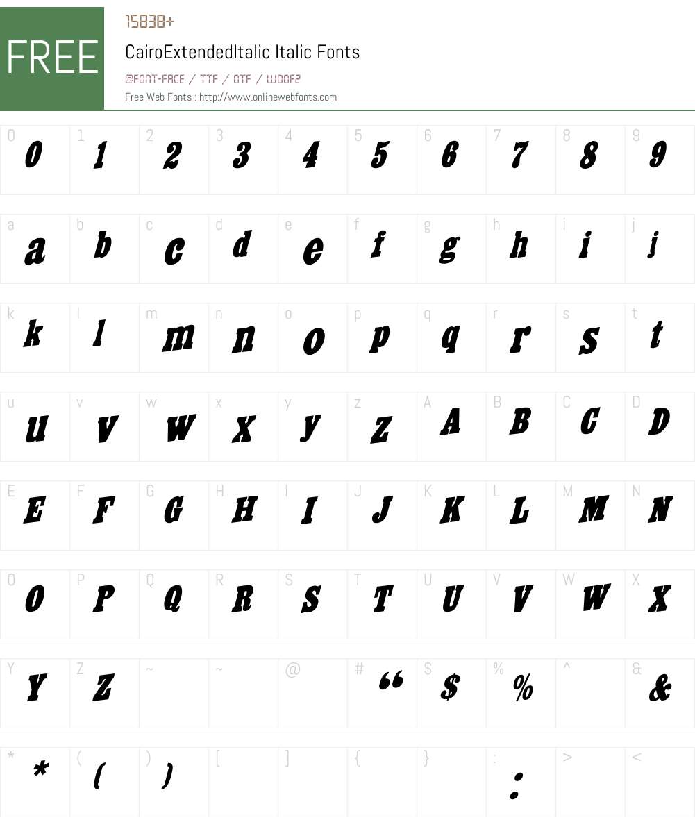CairoExtendedItalic Font Screenshots