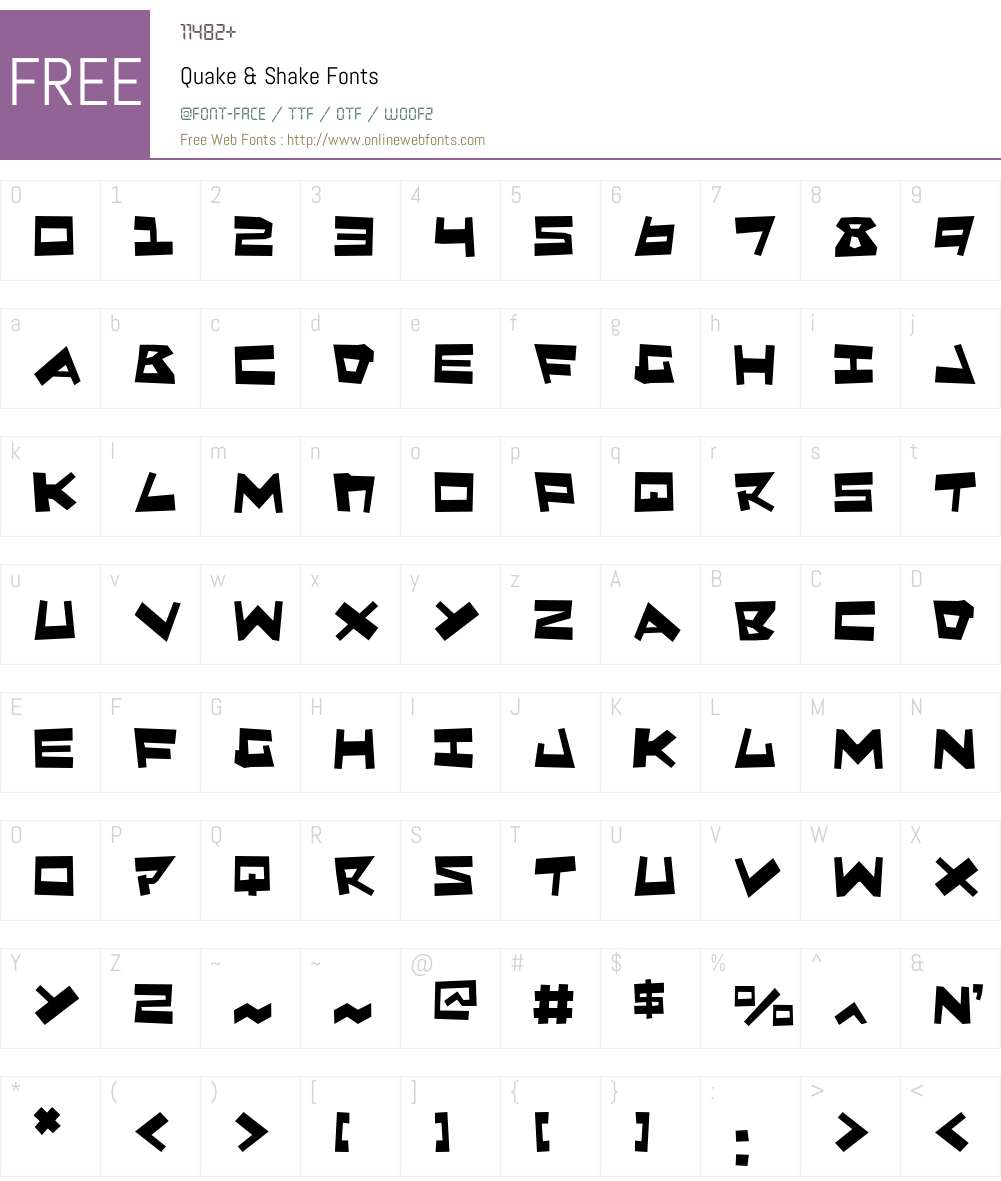 Quake & Shake Font Screenshots