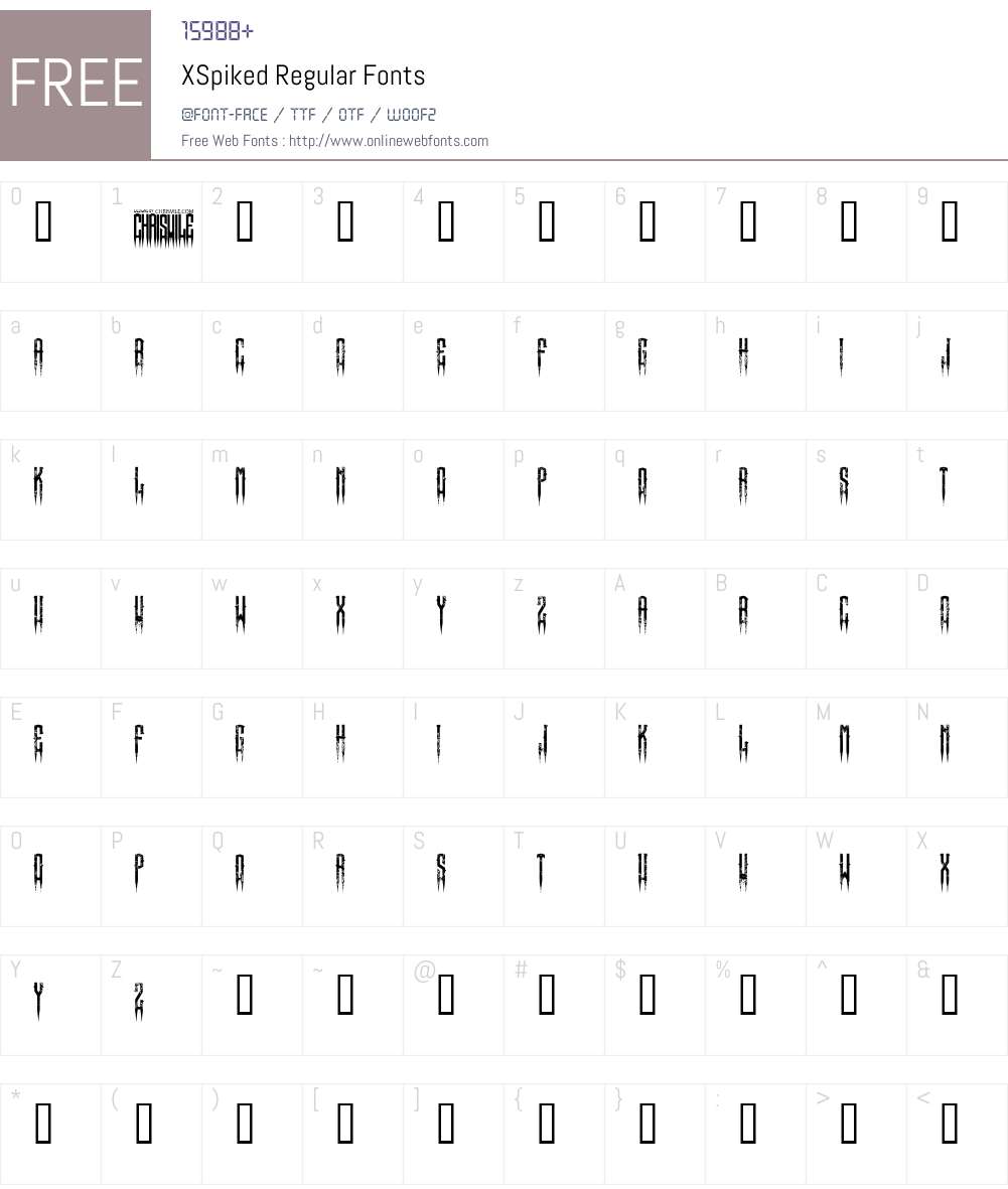 XSpiked Font Screenshots