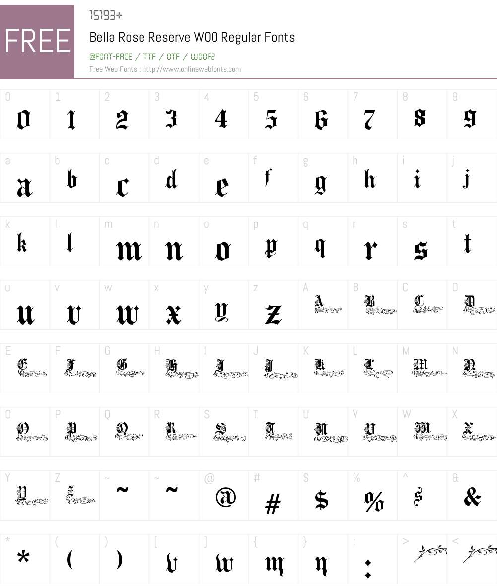 BellaRoseReserveW00-Regular Font Screenshots