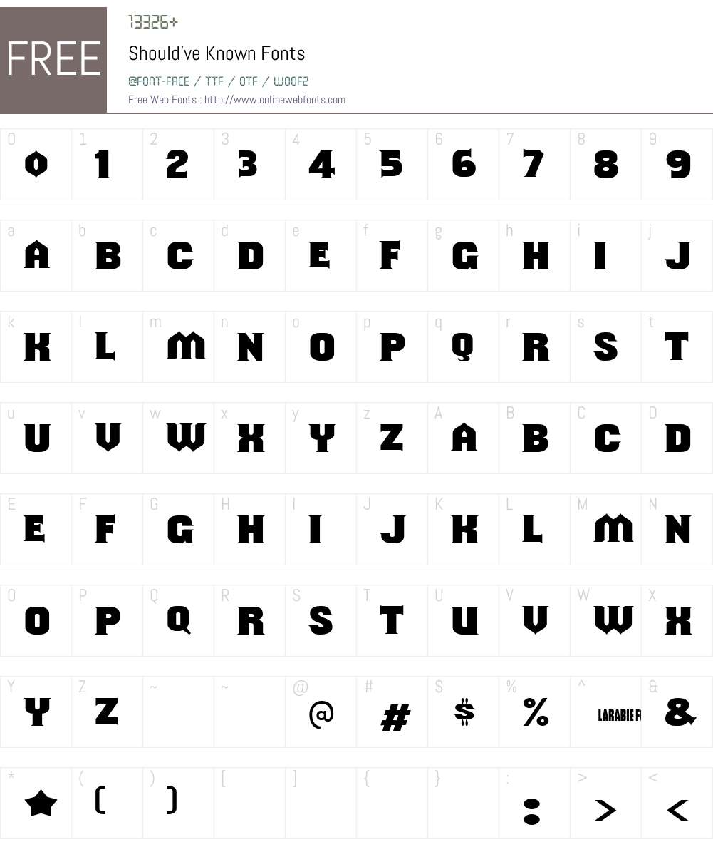 Should've Known Font Screenshots