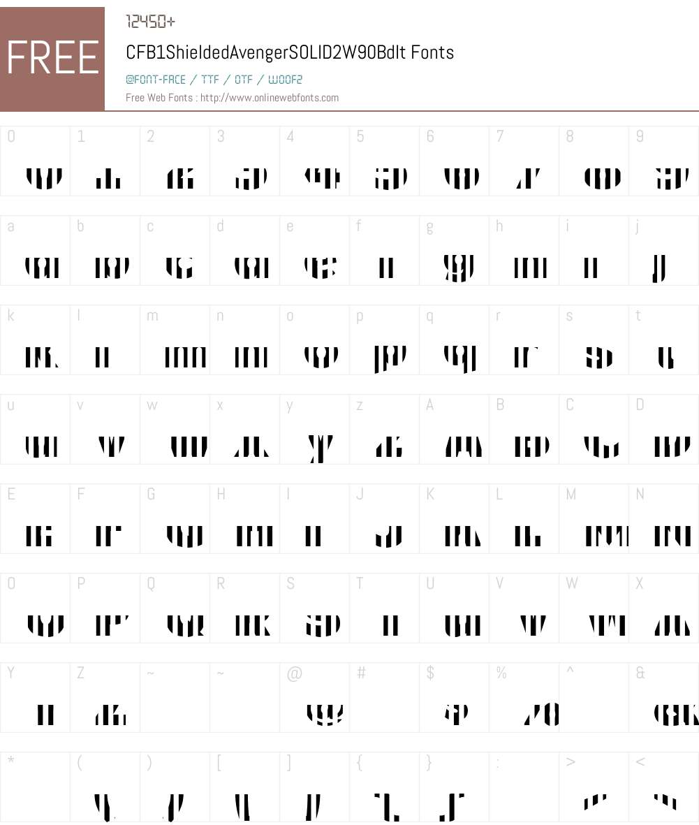 CFB1ShieldedAvengerSOLID2W90-BdIt Font Screenshots