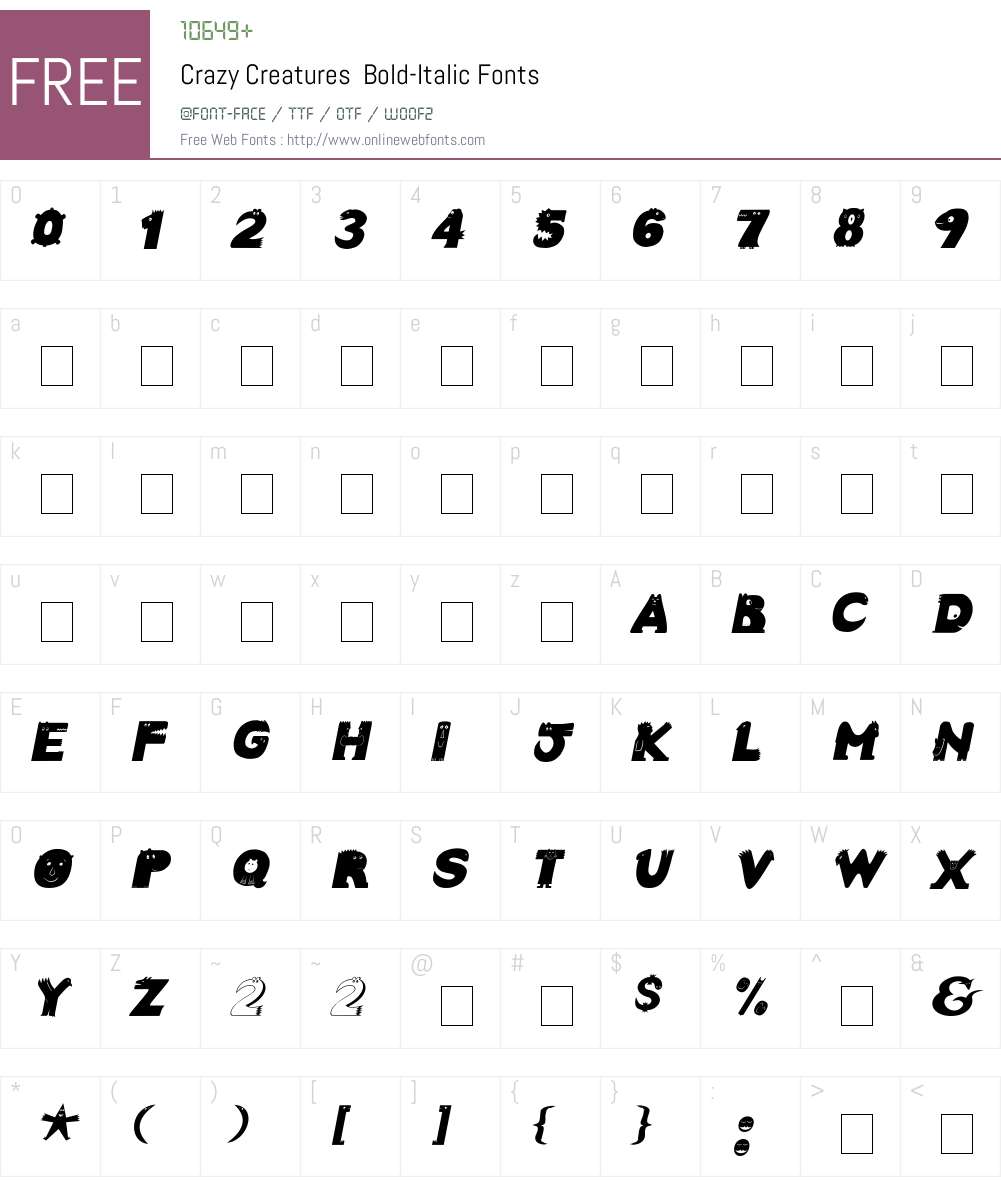 Crazy Creatures Font Screenshots