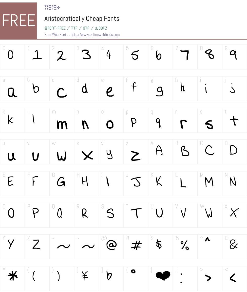 Aristocratically Cheap Font Screenshots