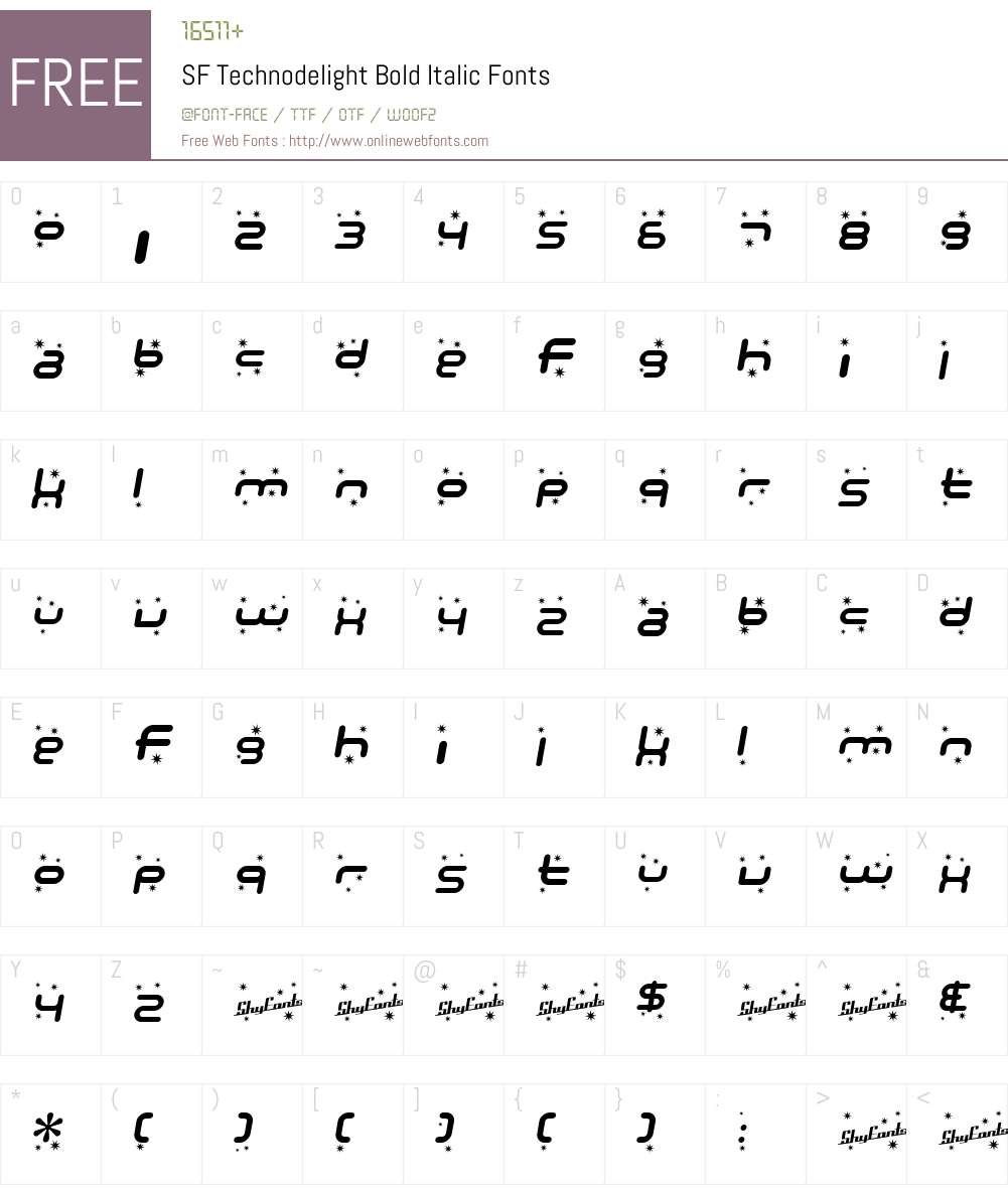 SF Technodelight Font Screenshots