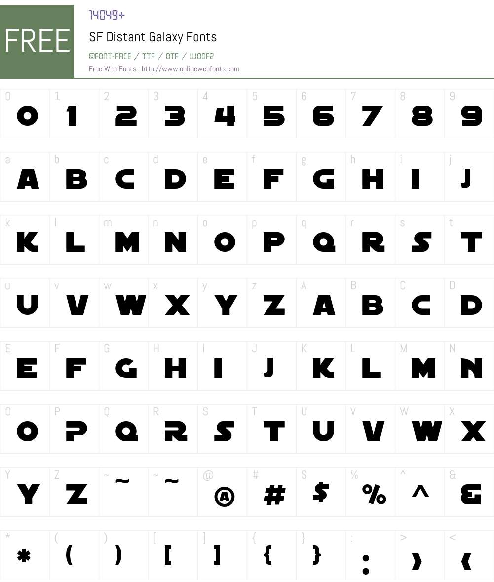 SF Distant Galaxy Font Screenshots