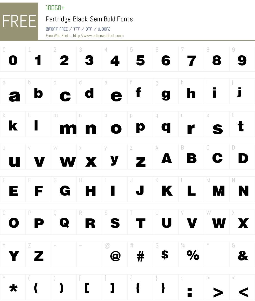 Partridge-Black-SemiBold Font Screenshots