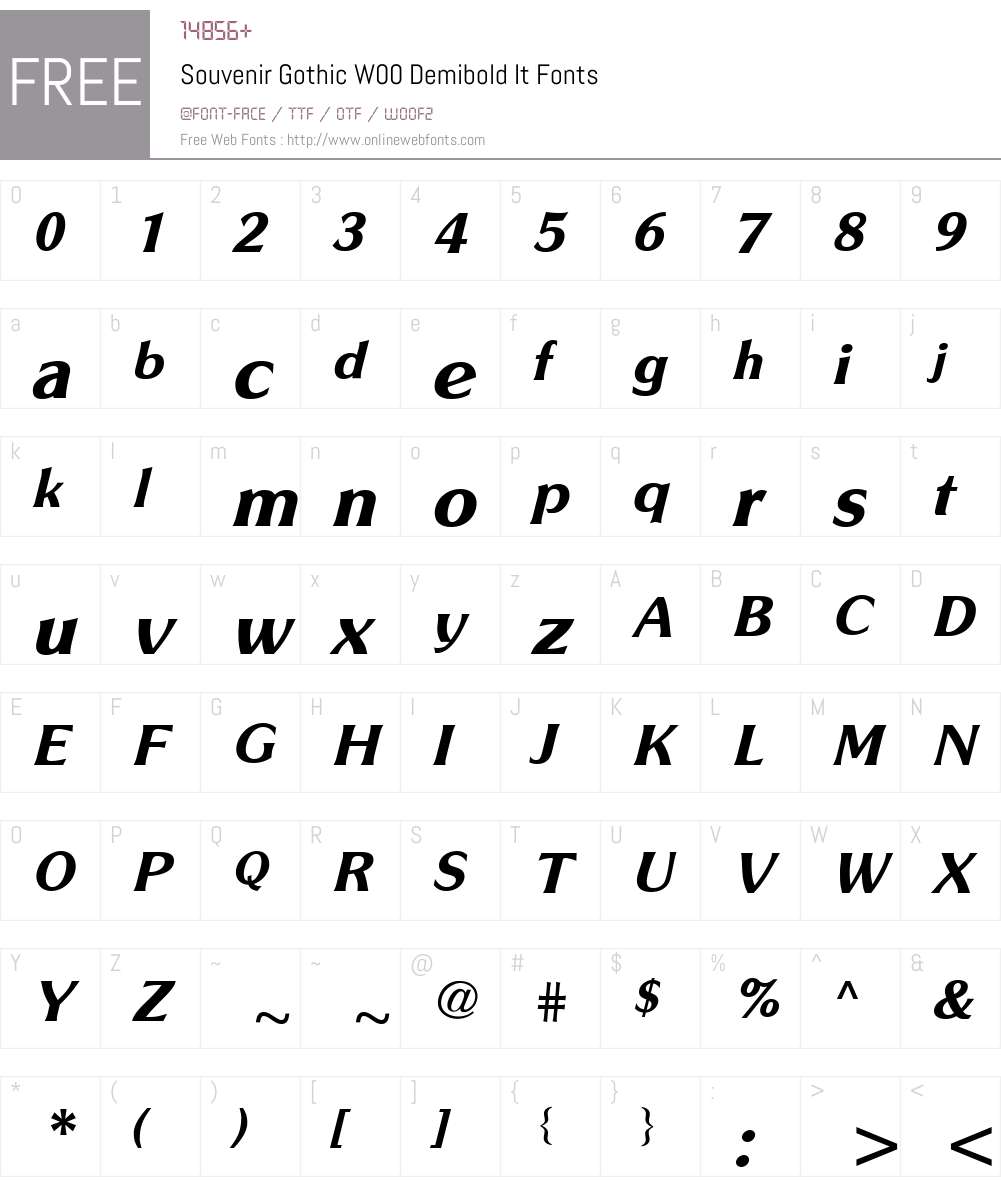 SouvenirGothicW00-DemibdIt Font Screenshots