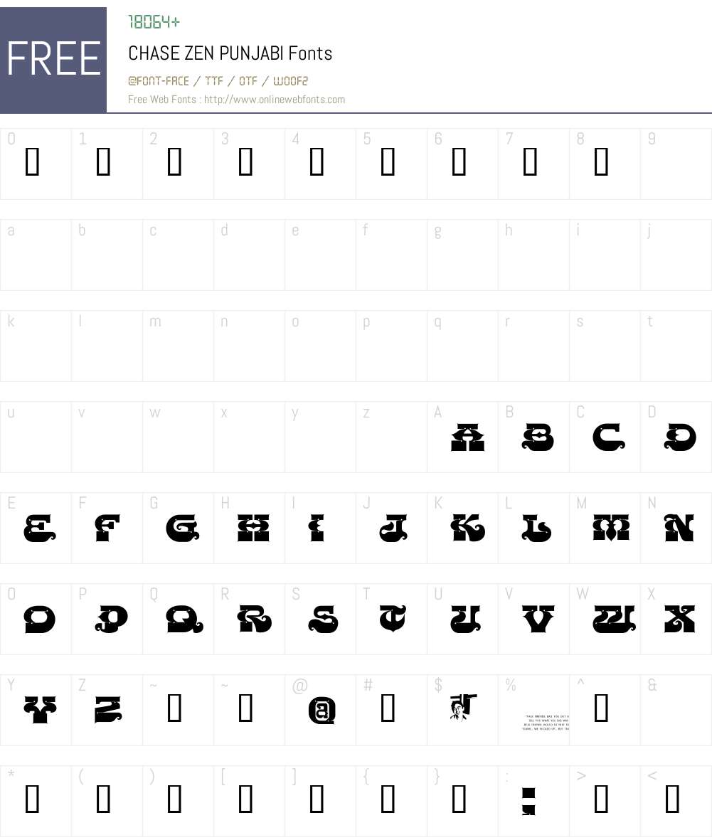 CHASE ZEN PUNJABI Font Screenshots