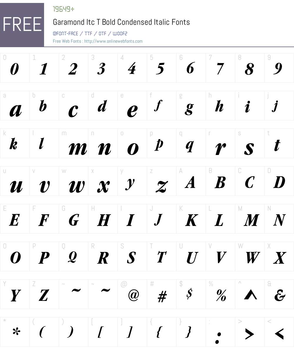 GaramItcTBolConIta Font Screenshots