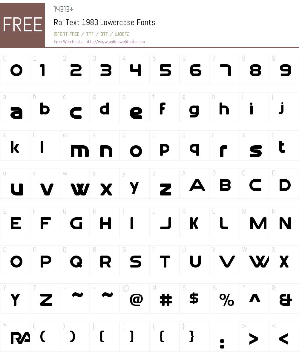 Rai Text 1983 Lowercase Font Screenshots