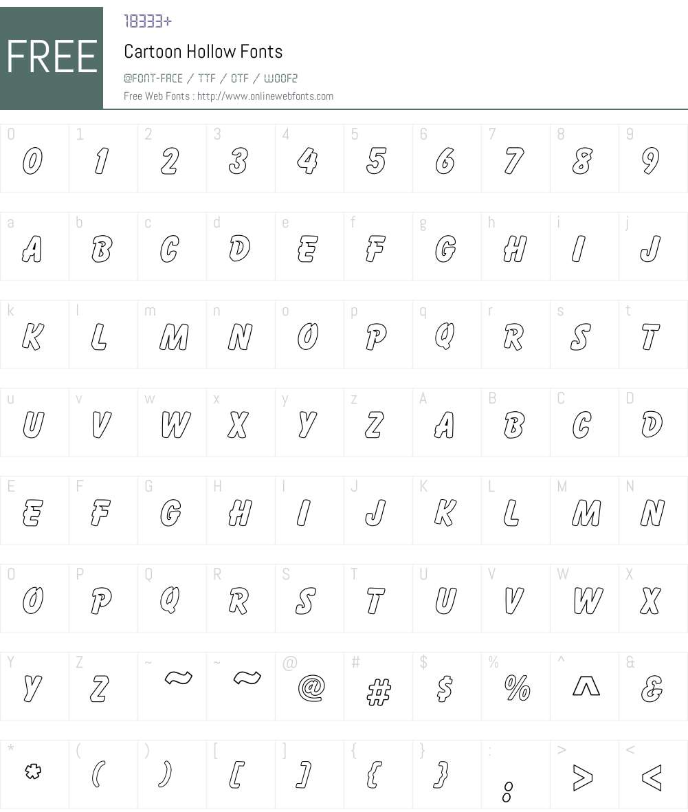 Cartoon Hollow Font Screenshots
