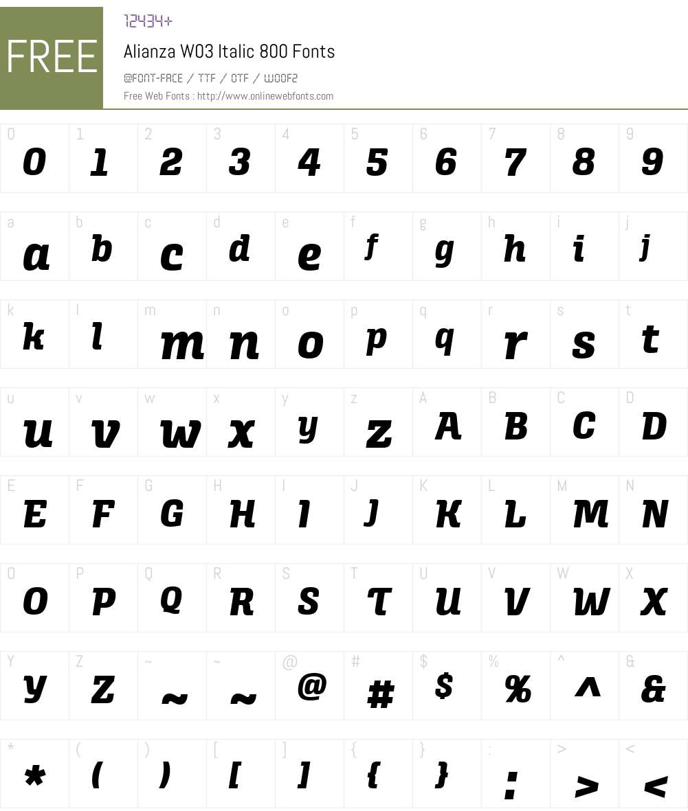 AlianzaW03-Italic800 Font Screenshots