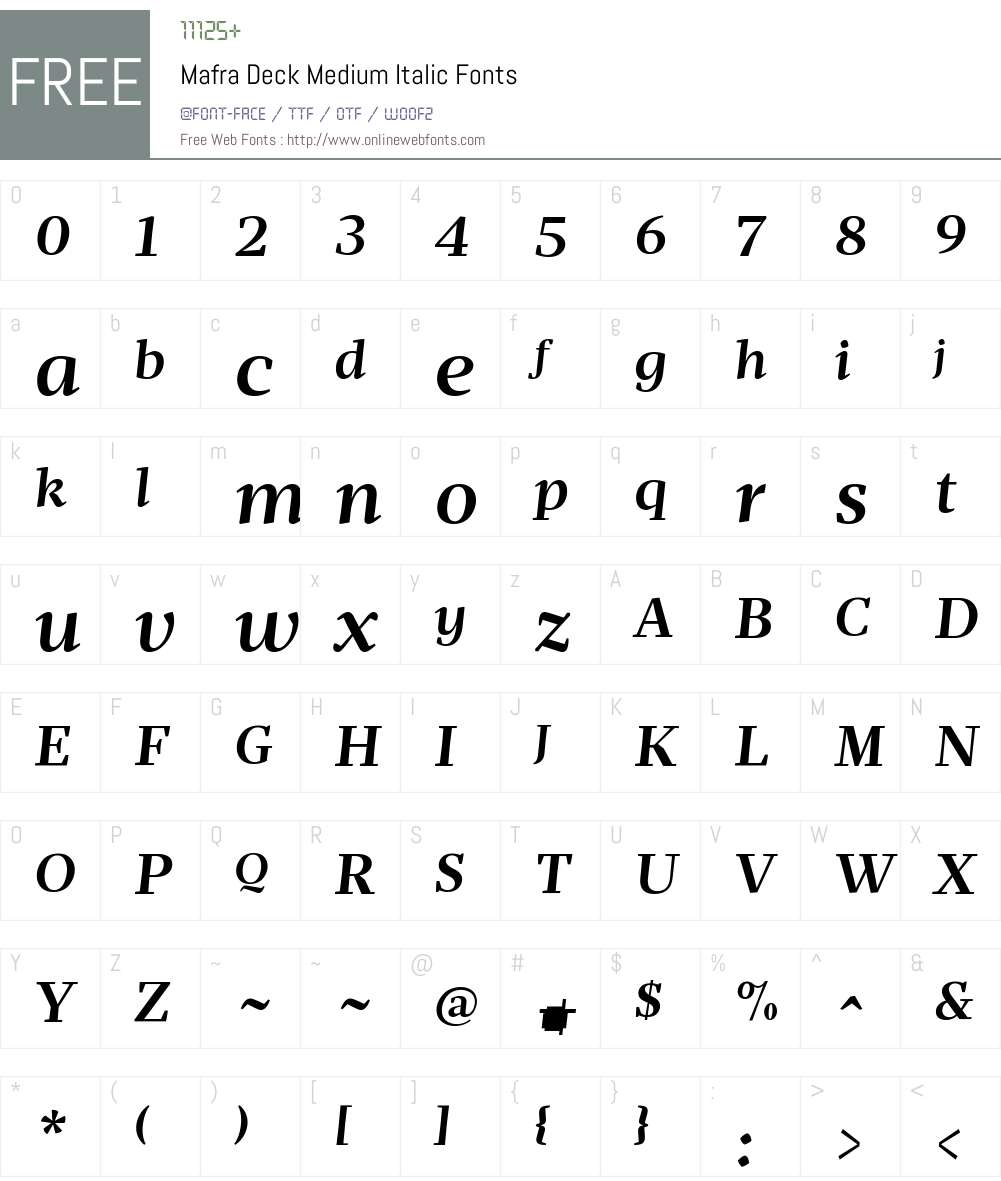 Mafra Deck Medium Italic Font Screenshots