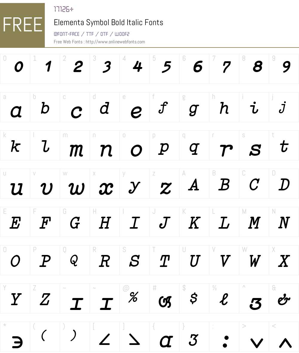 Elementa Symbol Font Screenshots